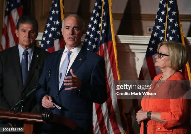 Sen. Bob Casey , speaks on a proposed protection plan for people with pre-existing health conditions, during a news conference on Capitol Hill July...