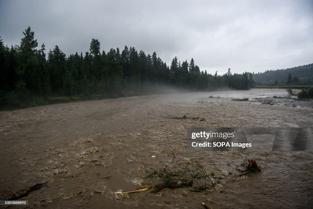 A general view of the Biaka river with high water level at...