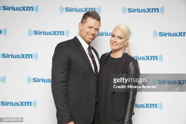 Professional wrestlers The Miz and Maryse Ouellet visit SiriusXM Studios on July 19, 2018 in New York City.