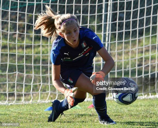 Player of Team Italy U15 Women during Italian Football Federation U15 Men & Women Stage on July 19, 2018 in Bagno di Romagna, Italy.