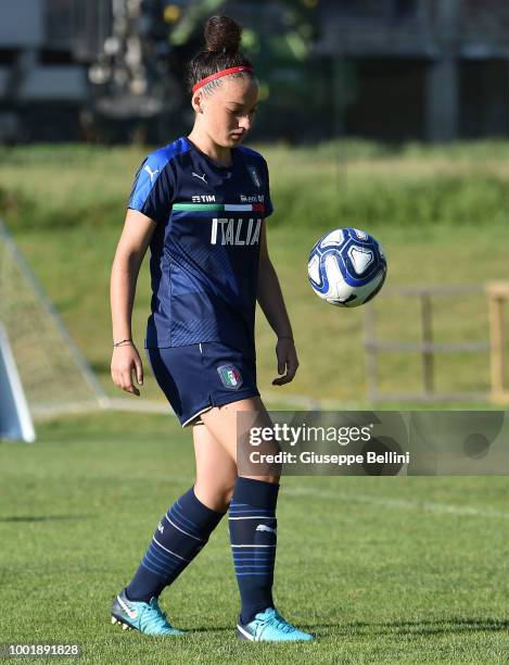 Player of Team Italy U15 Women during Italian Football Federation U15 Men & Women Stage on July 19, 2018 in Bagno di Romagna, Italy.