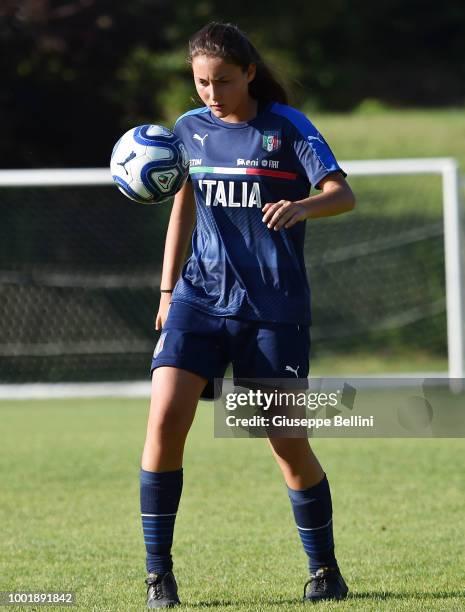 Player of Team Italy U15 Women during Italian Football Federation U15 Men & Women Stage on July 19, 2018 in Bagno di Romagna, Italy.