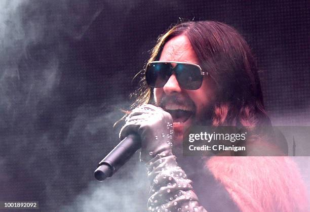 Jared Leto of 30 Seconds to Mars performs at Shoreline Amphitheatre on July 18, 2018 in Mountain View, California.