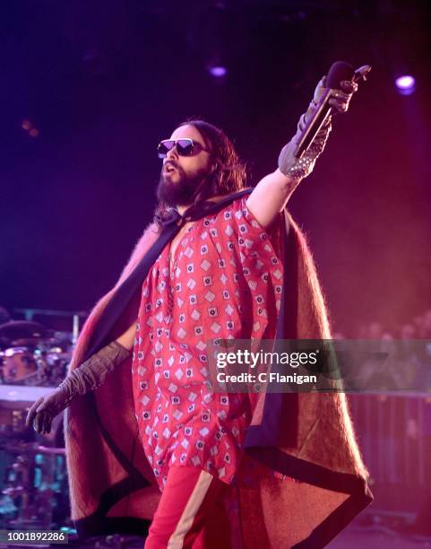 Jared Leto of 30 Seconds to Mars performs at Shoreline Amphitheatre on July 18, 2018 in Mountain View, California.