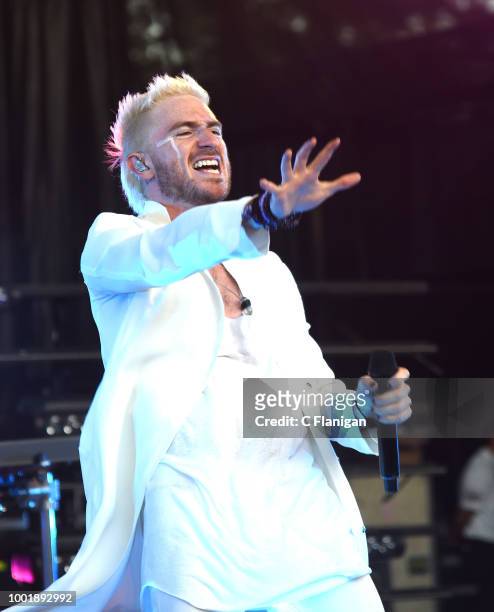 Nicholas Petricca of Walk the Moon performs at Shoreline Amphitheatre on July 18, 2018 in Mountain View, California.