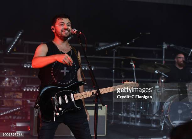 Eli Maiman of Walk the Moon performs at Shoreline Amphitheatre on July 18, 2018 in Mountain View, California.