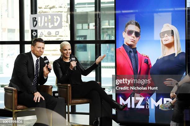 American professional wrestler Michael "The Miz" Mizanin and Maryse Ouellet vistis Build Studio on July 19, 2018 in New York City.