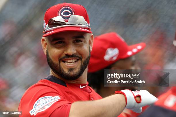Eugenio Suarez of the Cincinnati Reds during Gatorade All-Star Workout Day at Nationals Park on July 16, 2018 in Washington, DC.