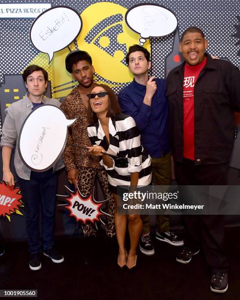 Actors Josh Brener, Brandon Mychal Smith, Kat Graham, Ben Schwartz and Omar Miller of the show "Rise of the Teenage Mutant Ninja Turtles" attend the...