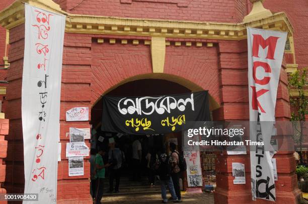 Students of Medical College and Hospital during an indefinite hunger strike, demanding transparency in the hostel allocation counselling system at...