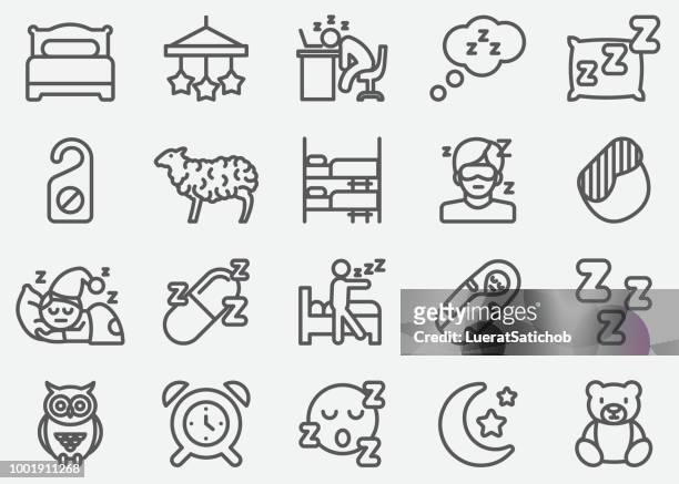 ilustrações de stock, clip art, desenhos animados e ícones de sleeping line icons - só adultos