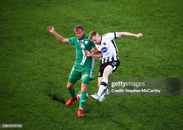 Dundalk , Ireland - 19 July 2018; Sean Hoare of Dundalk in action against Roman Debelko of Levadia during the UEFA Europa League 1st Qualifying Round...