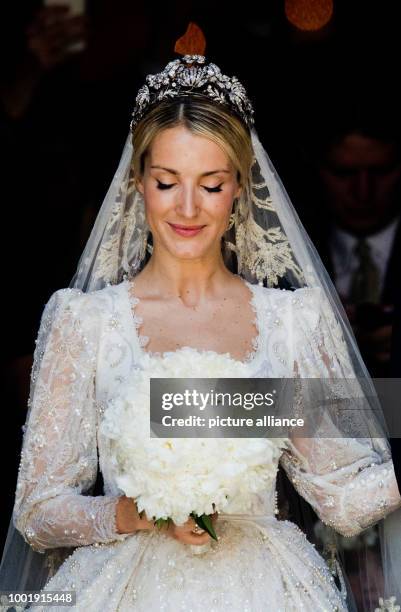 Ekaterina of Hanover arrives for her church wedding with Prince Ernst August of Hanover at the Marktkirche church in Hanover, Germany, 8 July 2017....