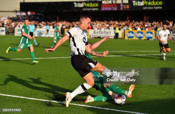 Dundalk , Ireland - 19 July 2018; Dylan Connolly of Dundalk in action against Maksim Podholjuzin of Levadia during the UEFA Europa League 1st...