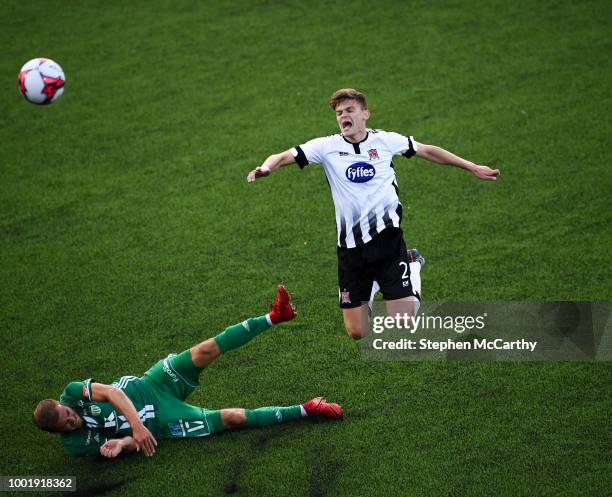 Dundalk , Ireland - 19 July 2018; Sean Gannon of Dundalk in action against Roman Debelko of Levadia during the UEFA Europa League 1st Qualifying...