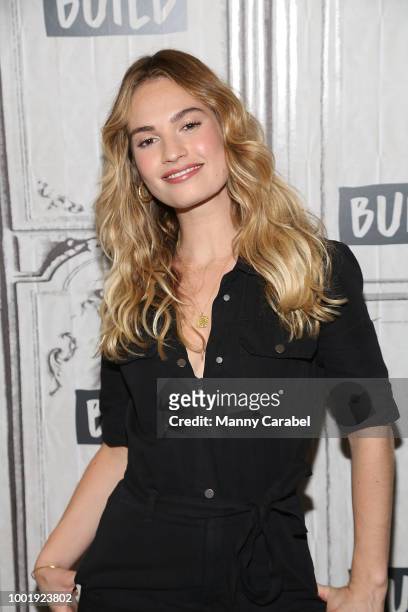 Actress Lily James visits Build Series to discuss 'Mamma Mia! Here We Go Again' at Build Studio on July 19, 2018 in New York City.