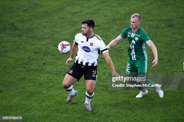 Dundalk , Ireland - 19 July 2018; Patrick Hoban of Dundalk in action against Maksim Podholjuzin of Levadia during the UEFA Europa League 1st...