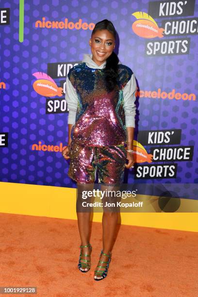 Jada Crawley attends the Nickelodeon Kids' Choice Sports 2018 at Barker Hangar on July 19, 2018 in Santa Monica, California.