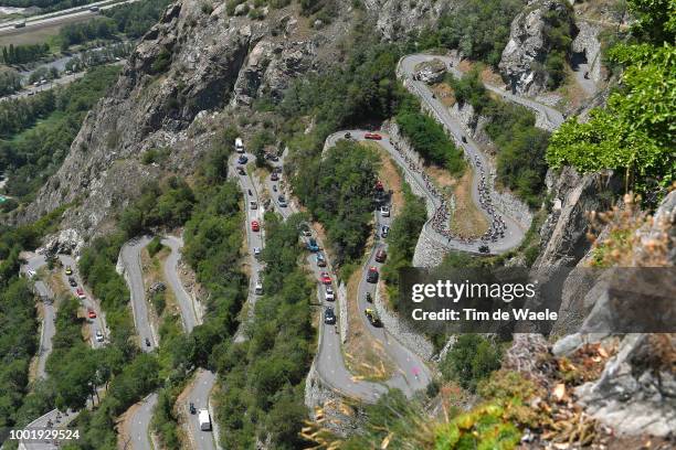Peloton / Lacets De Montvernier / Mountains / Landscape / during the 105th Tour de France 2018, Stage 12 a 175,5km stage from Bourg-Saint-Maurice Les...