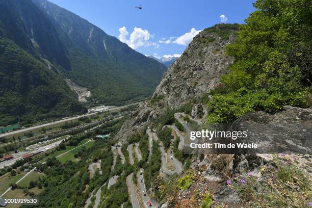 Peloton / Lacets De Montvernier / Mountains / Landscape / during the 105th Tour de France 2018, Stage 12 a 175,5km stage from Bourg-Saint-Maurice Les...