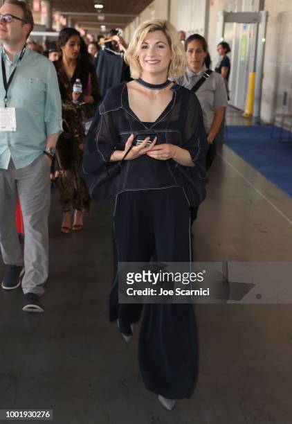 Jodie Whittaker attends the Doctor Who: BBC America's Official panel during Comic-Con International 2018 at San Diego Convention Center on July 19,...