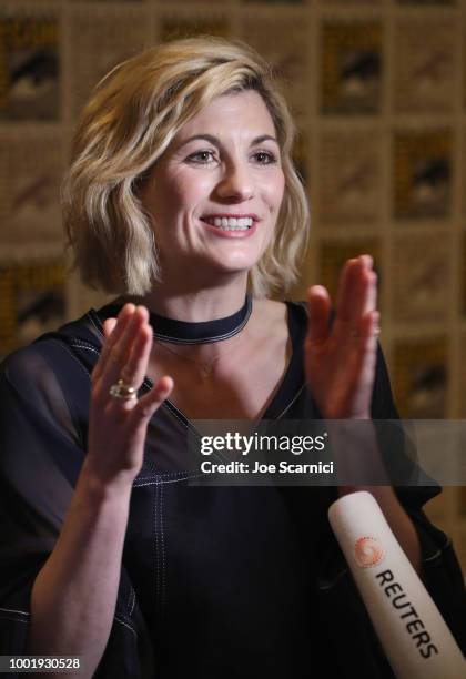 Jodie Whittaker attends the Doctor Who: BBC America's Official panel during Comic-Con International 2018 at San Diego Convention Center on July 19,...