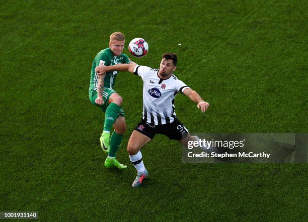 Dundalk , Ireland - 19 July 2018; Patrick Hoban of Dundalk in action against Yuriy Tkachuk of Levadia during the UEFA Europa League 1st Qualifying...