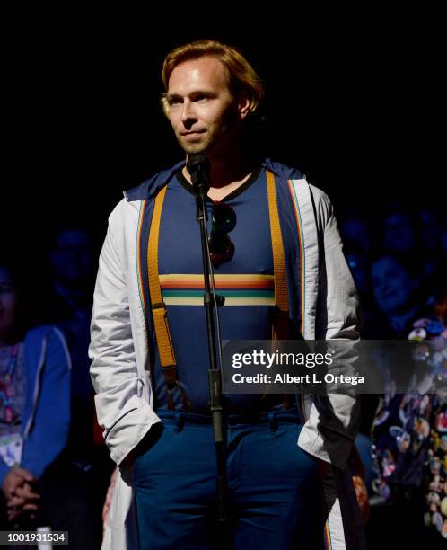 Fan asks a question during the Doctor Who: BBC America's Official panel during Comic-Con International 2018 at San Diego Convention Center on July...