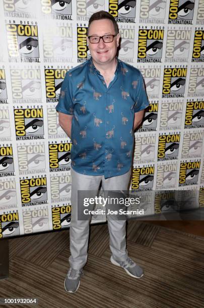 Chris Chibnall poses during the Doctor Who: BBC America's Official panel during Comic-Con International 2018 at San Diego Convention Center on July...