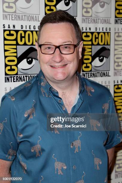 Chris Chibnall poses during the Doctor Who: BBC America's Official panel during Comic-Con International 2018 at San Diego Convention Center on July...