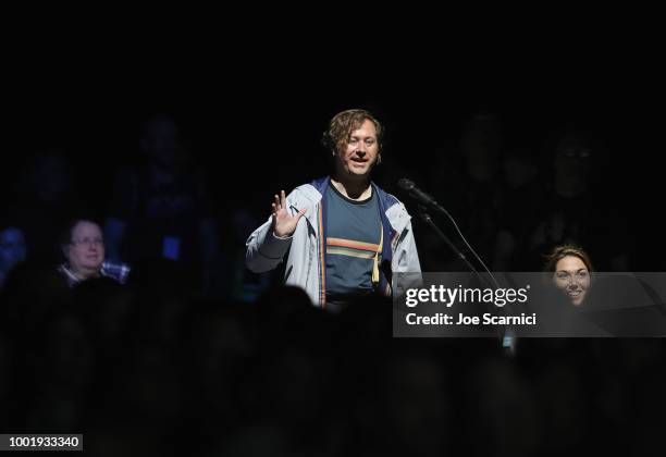 Fan asks a question during the Doctor Who: BBC America's Official panel during Comic-Con International 2018 at San Diego Convention Center on July...