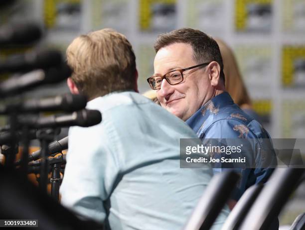 Chris Chibnall attends the Doctor Who: BBC America's Official panel during Comic-Con International 2018 at San Diego Convention Center on July 19,...