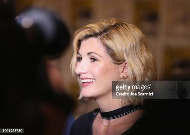 Jodie Whittaker attends the Doctor Who: BBC America's Official panel during Comic-Con International 2018 at San Diego Convention Center on July 19,...