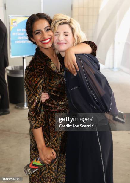 Mandip Gill and Jodie Whittaker attend the Doctor Who: BBC America's Official panel during Comic-Con International 2018 at San Diego Convention...