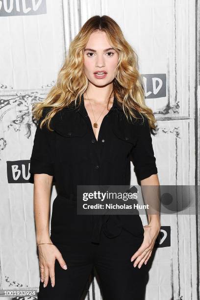 Lily James vistis Build Studio on July 19, 2018 in New York City.