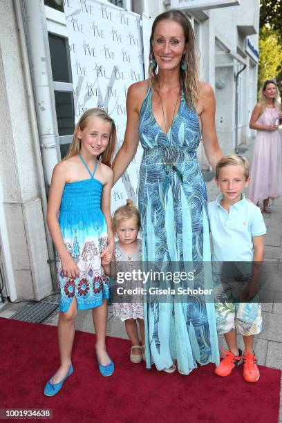 Renata Kochta and her children, Tamina, Karla and Niklas during the "Just Eve" Boho Party and "Boho Love" jewelry presentation on July 19, 2018 in...