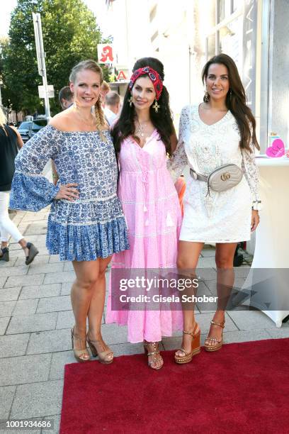 Fashion designer Eva Krsak and jewelry designer an blogger Jeannette Graf and curvy model Nadine Mirada during the "Just Eve" Boho Party and "Boho...