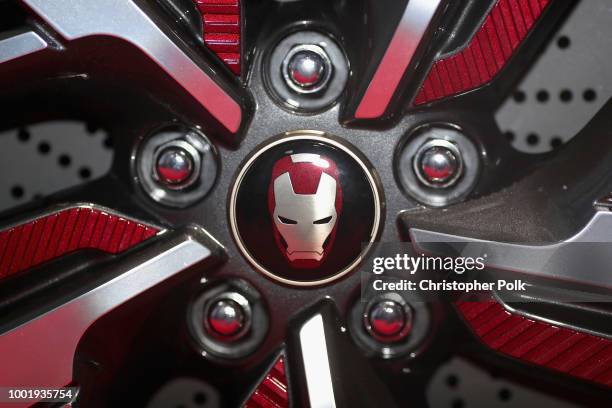 Hyundai Kona Iron Man Edition on display at the Marvel booth at San Diego Comic-Con 2018 on July 19, 2018 in San Diego, California.