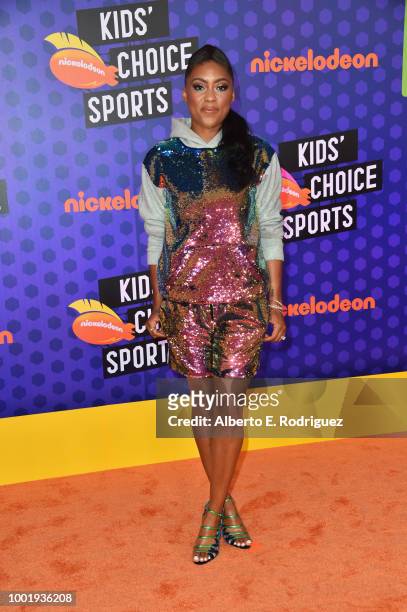 Jada Crawley attends the Nickelodeon Kids' Choice Sports 2018 at Barker Hangar on July 19, 2018 in Santa Monica, California.