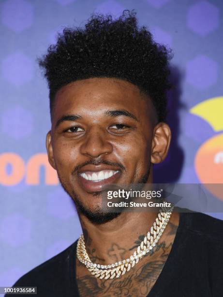 Player Nick Young attends the Nickelodeon Kids' Choice Sports 2018 at Barker Hangar on July 19, 2018 in Santa Monica, California.
