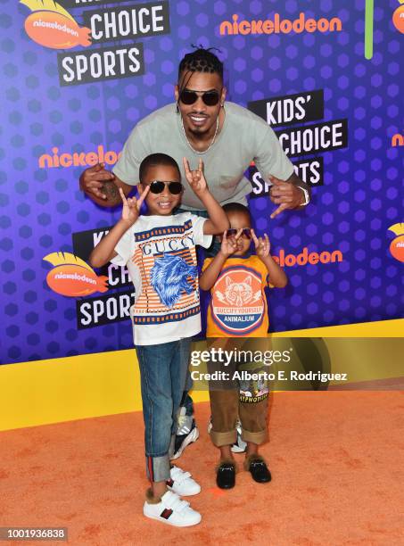 Player Gerald Green , Julius Green and Geremiah Green attends the Nickelodeon Kids' Choice Sports 2018 at Barker Hangar on July 19, 2018 in Santa...