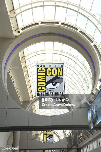 Comic-Con International signage Comic-Con International on July 19, 2018 in San Diego, California.