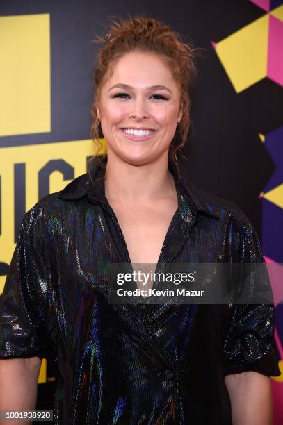 Wrestler Ronda Rousey attends the Nickelodeon Kids' Choice Sports 2018 at Barker Hangar on July 19, 2018 in Santa Monica, California.
