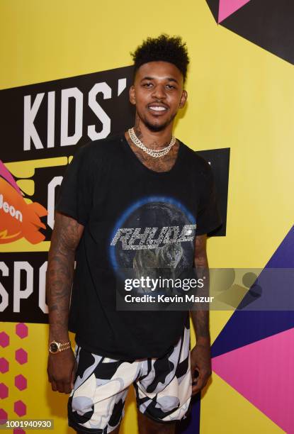 Player Nick Young attends the Nickelodeon Kids' Choice Sports 2018 at Barker Hangar on July 19, 2018 in Santa Monica, California.