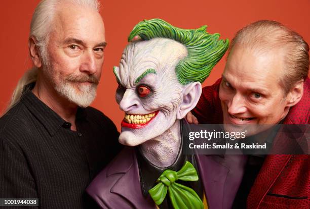 Artist and Multiple Oscar Winning Make Up Artist Rick Baker and Jim Fletcher pose for a portrait in the Getty Images Portrait Studio powered by Pizza...