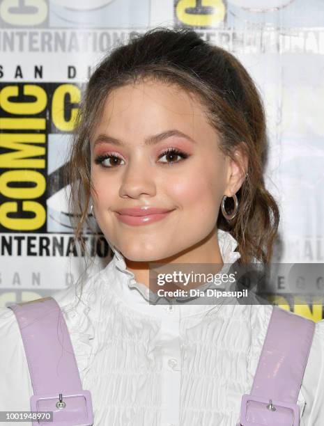 Sarah Jeffery of 'Charmed' attends CBS Television Studios Press Line during Comic-Con International 2018 at Hilton Bayfront on July 19, 2018 in San...