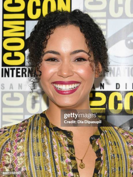 Madeleine Mantock of 'Charmed' attends CBS Television Studios Press Line during Comic-Con International 2018 at Hilton Bayfront on July 19, 2018 in...