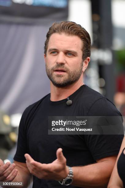 Milo Gibson visits 'Extra' at Universal Studios Hollywood on July 19, 2018 in Universal City, California.