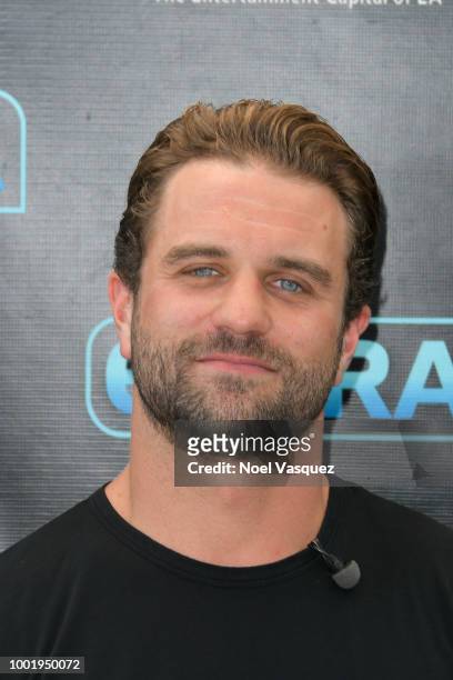 Milo Gibson visits 'Extra' at Universal Studios Hollywood on July 19, 2018 in Universal City, California.