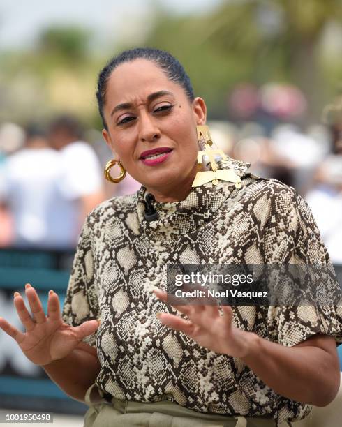 Tracee Ellis Ross visit 'Extra' at Universal Studios Hollywood on July 19, 2018 in Universal City, California.